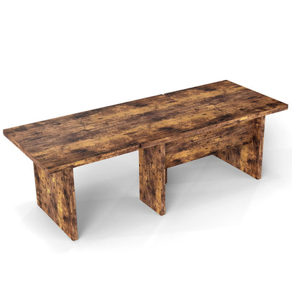 Modular Coffee Table Set of 2 L Shaped Center Tables for Small Space-Rustic Brown