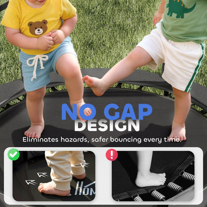 HOMCOM 4.6FT/55" Kids Trampoline with Safety Enclosure, Outdoor Indoor Use, for Ages 3-10 Years, Black