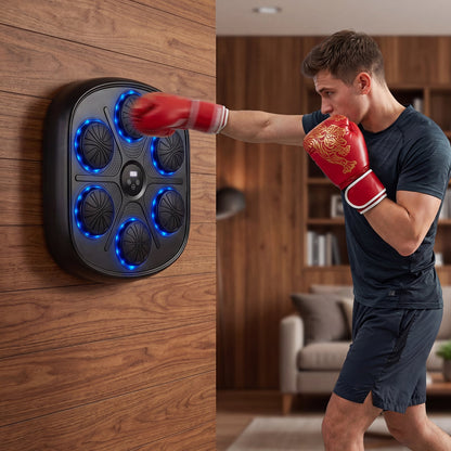 Music Boxing Machine with Gloves and LED Light Targets and Punch Counter