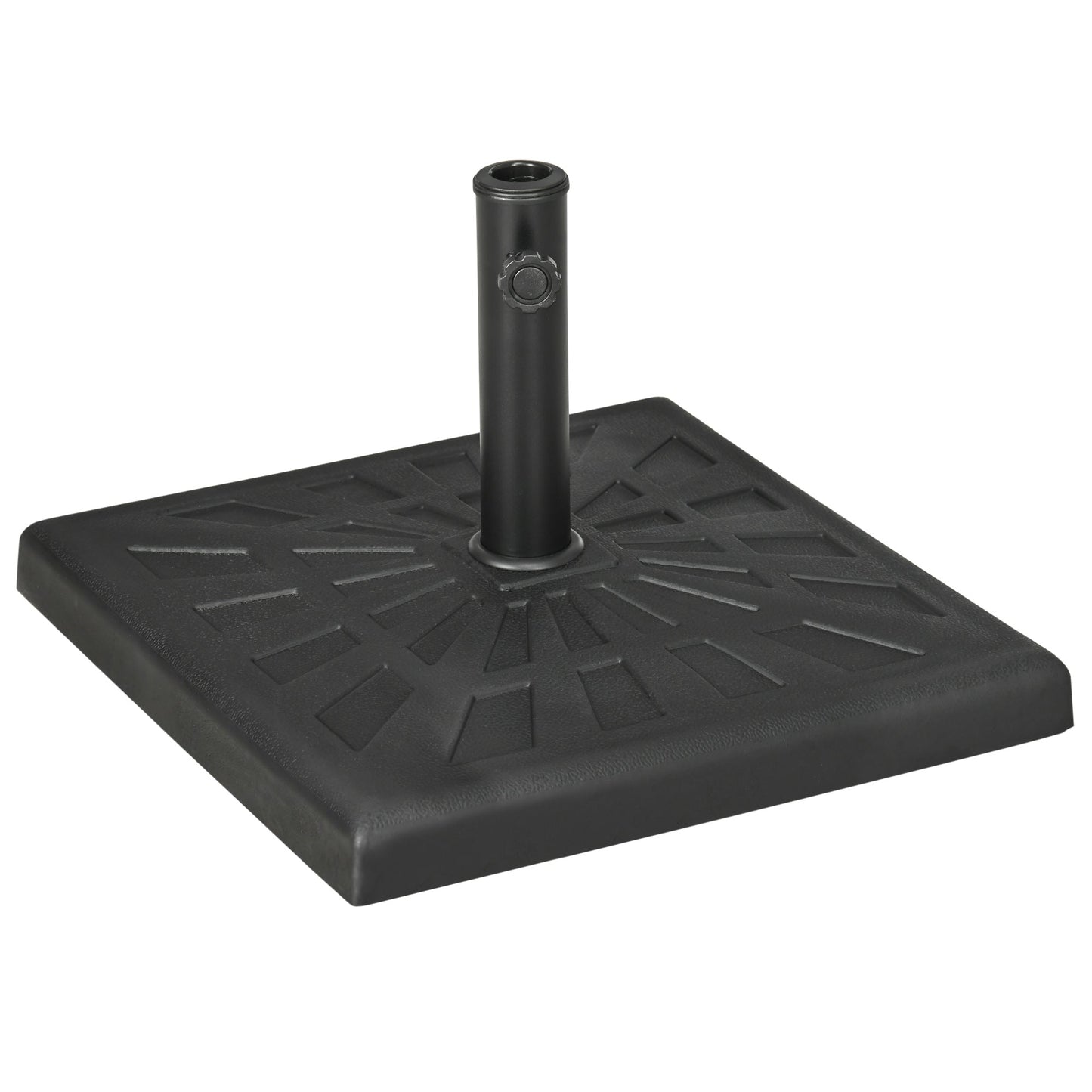 Outsunny 19kg Resin Garden Parasol Base Holder, Square Outdoor Market Umbrella Stand Weight for Poles of Î¦32mm, Î¦38mm, and Î¦48mm, Black