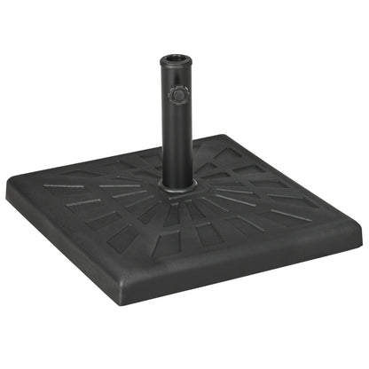 Outsunny 19kg Resin Garden Parasol Base Holder, Square Outdoor Market Umbrella Stand Weight for Poles of Î¦32mm, Î¦38mm, and Î¦48mm, Black
