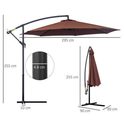 Outsunny Î¦3m Hanging Umbrella Parasol-Coffee