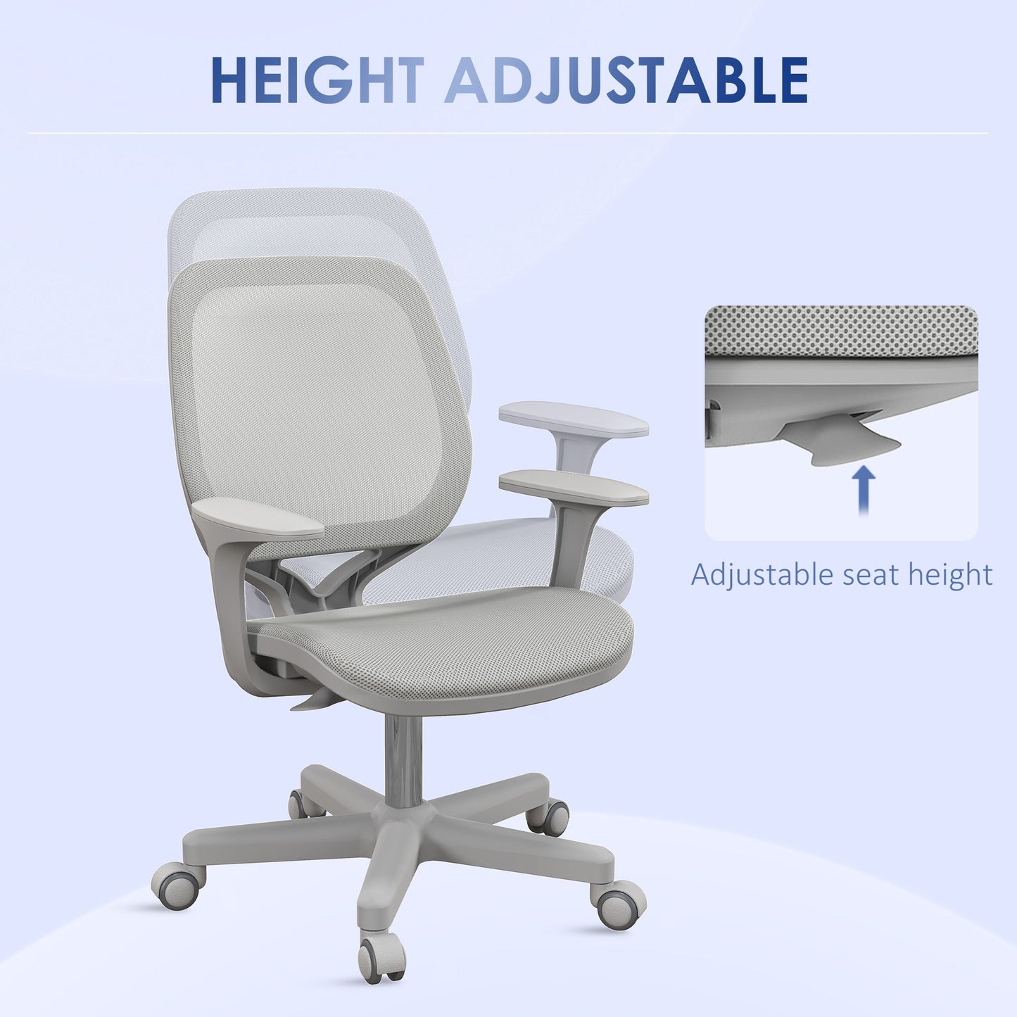 Vinsetto 44-56cm Mesh Back Office Chair - Grey