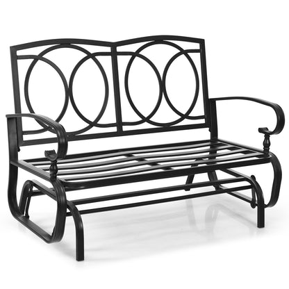 2-Person Patio Glider Chair with Cushions-Beige
