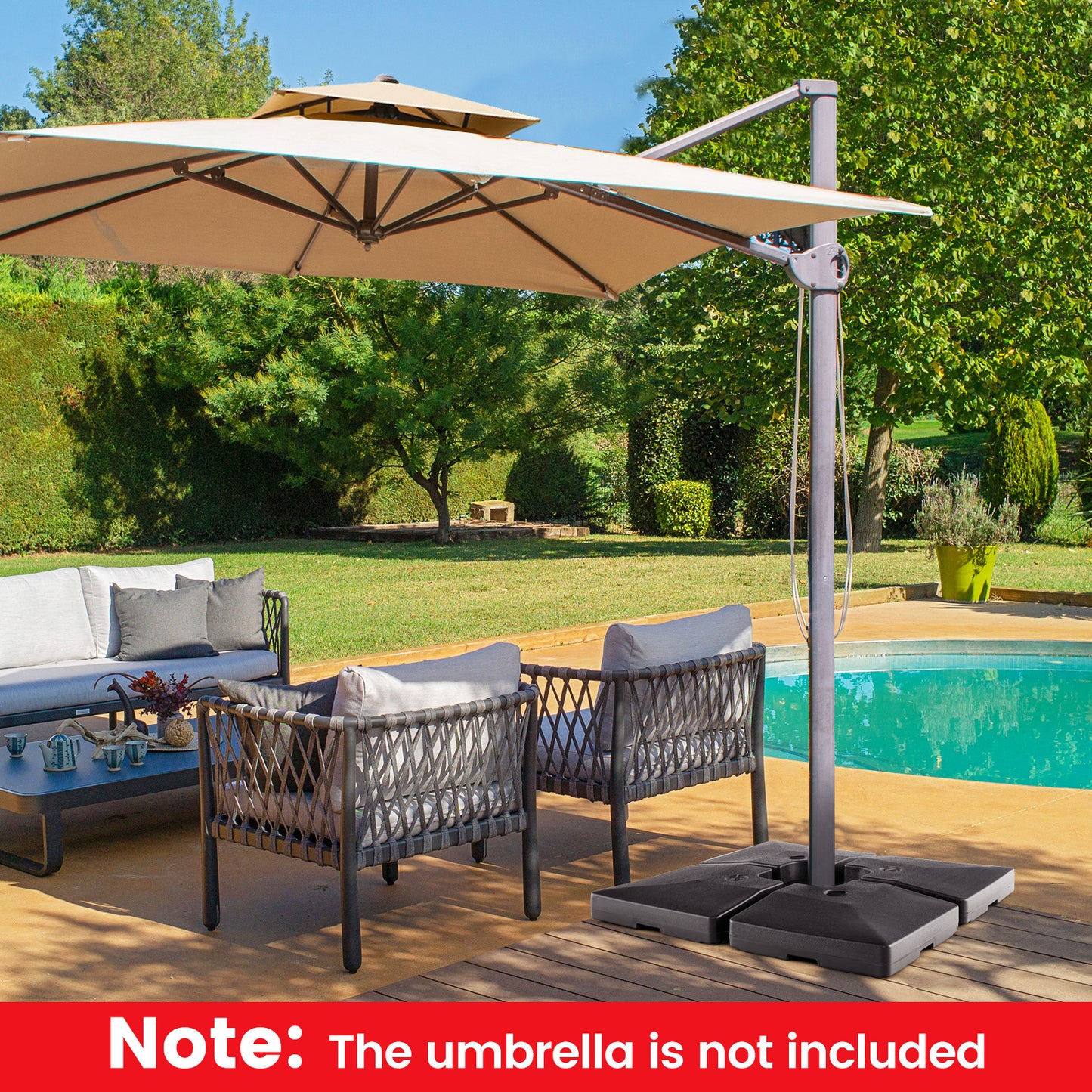 Fillable Round Umbrella Base Stand Heavy-Duty Patio Umbrella Holder