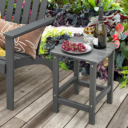 Patio Square HDPE Side Table for Balcony Backyard Lawn-Grey