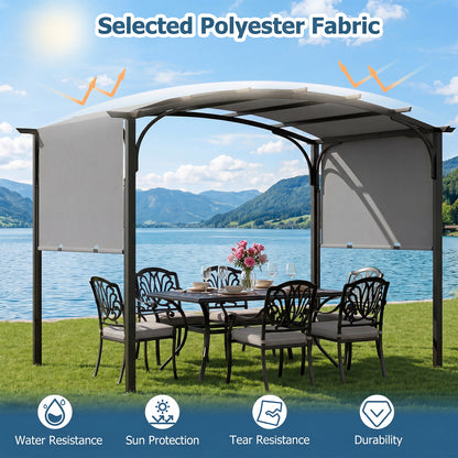 305 x 242 cm Outdoor Retractable Pergola with  Metal Frame and Polyester Fabric-Grey