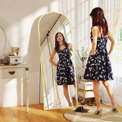 HOMCOM 165cm Aluminium Frame Standing Mirror - Gold