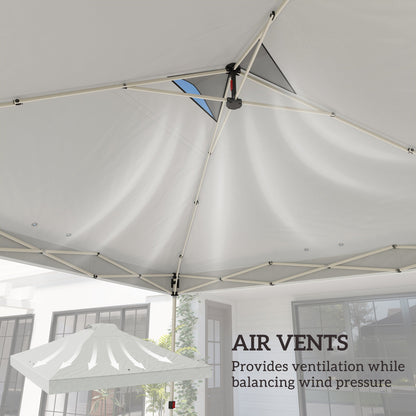 Outsunny Gazebo Roof Replacement UV50+ Waterproof Pop Up Canopy Cover with 8 Drainage Holes 3 x 3 m White
