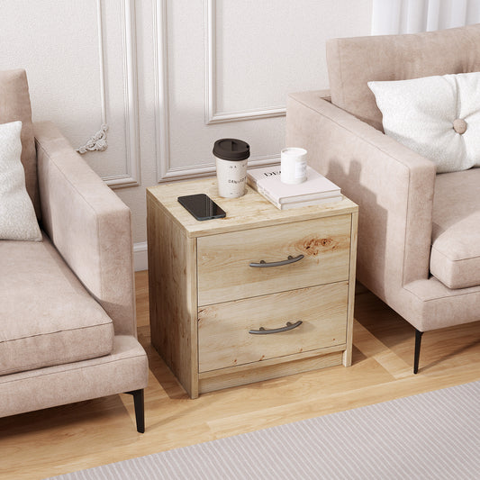 2-Drawer Nightstand with Storage for Living Room Bedroom-Oak