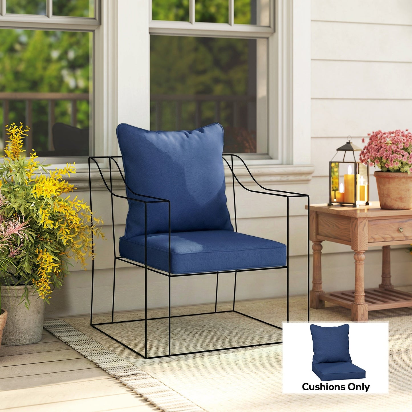 Outsunny Seat and Back Padded Cushion Set, CUSHION ONLY - Dark Blue
