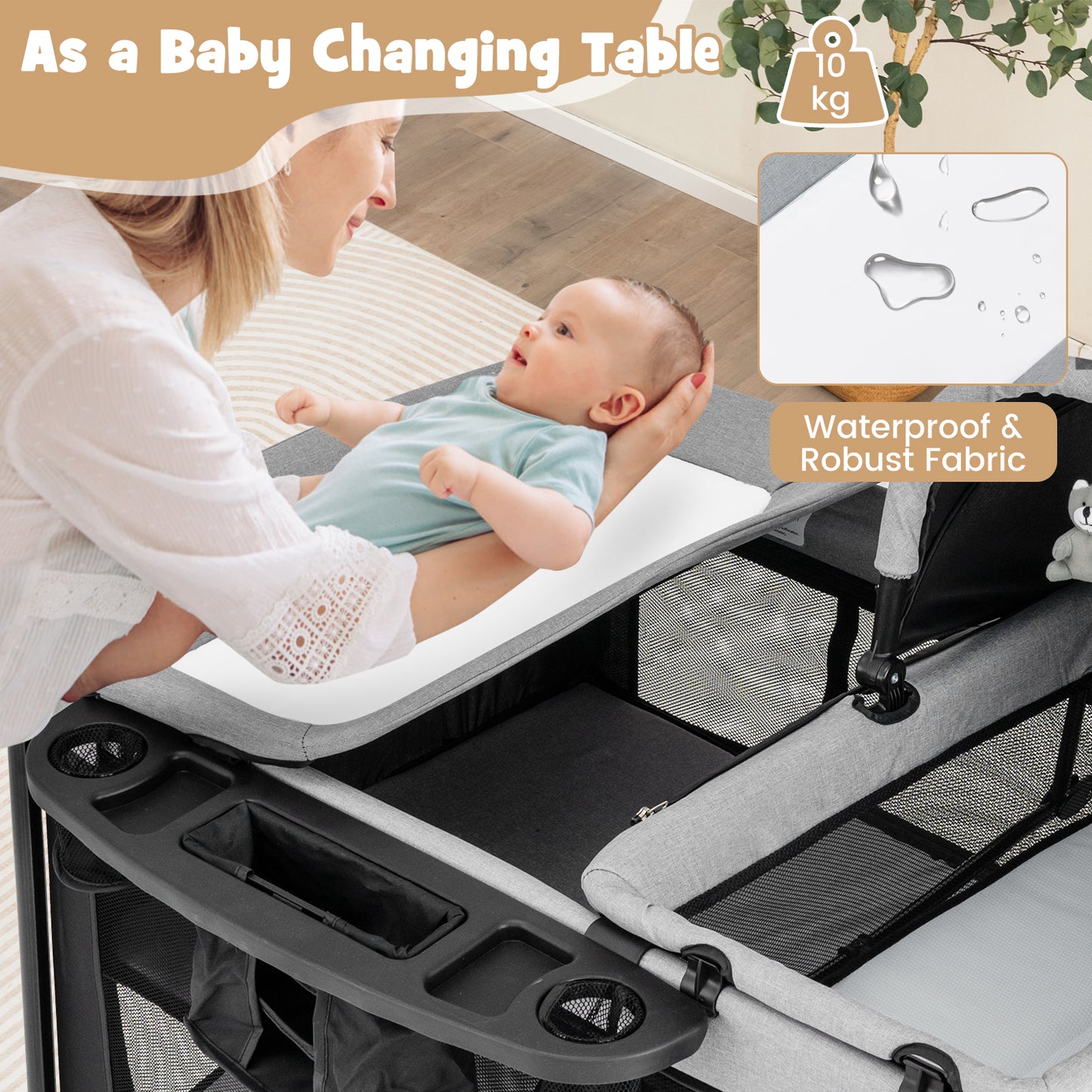 5 in 1 Portable Nursery Center with Bassinet and Cradle-Black