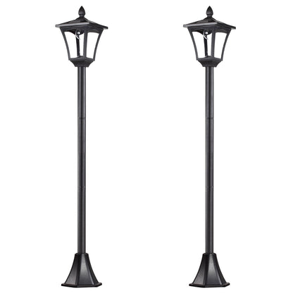 Outsunny 2 Pieces Outdoor Garden Solar Post Lamp Sensor Dimmable LED Lantern Bollard Pathway 1.6M Tall √¢‚Ç¨‚Äú Black