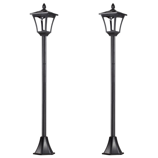 Outsunny 2 Pieces Outdoor Garden Solar Post Lamp Sensor Dimmable LED Lantern Bollard Pathway 1.6M Tall √¢‚Ç¨‚Äú Black