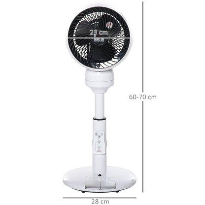 HOMCOM 9'' Air Circulator Fan 3 Speed 3 Mode, 70Â° Oscillation 90Â° Vertical Tilt, Height Adjustable, Remote Controller, for Living Room, Bedroom, Office, Black and White