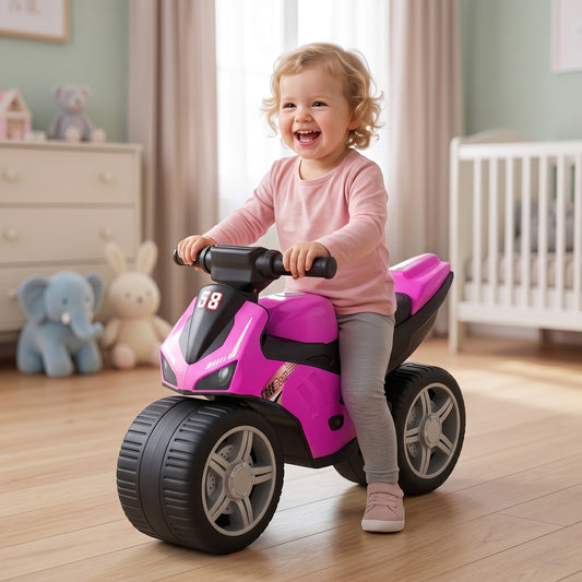 AIYAPLAY Balance Bike with Music Extra-Wide Wheels Toddler Bike for Boys Girls Pink