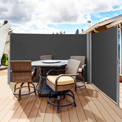 600 x 160 cm Patio Double-Sided Retractable Folding Side Awning