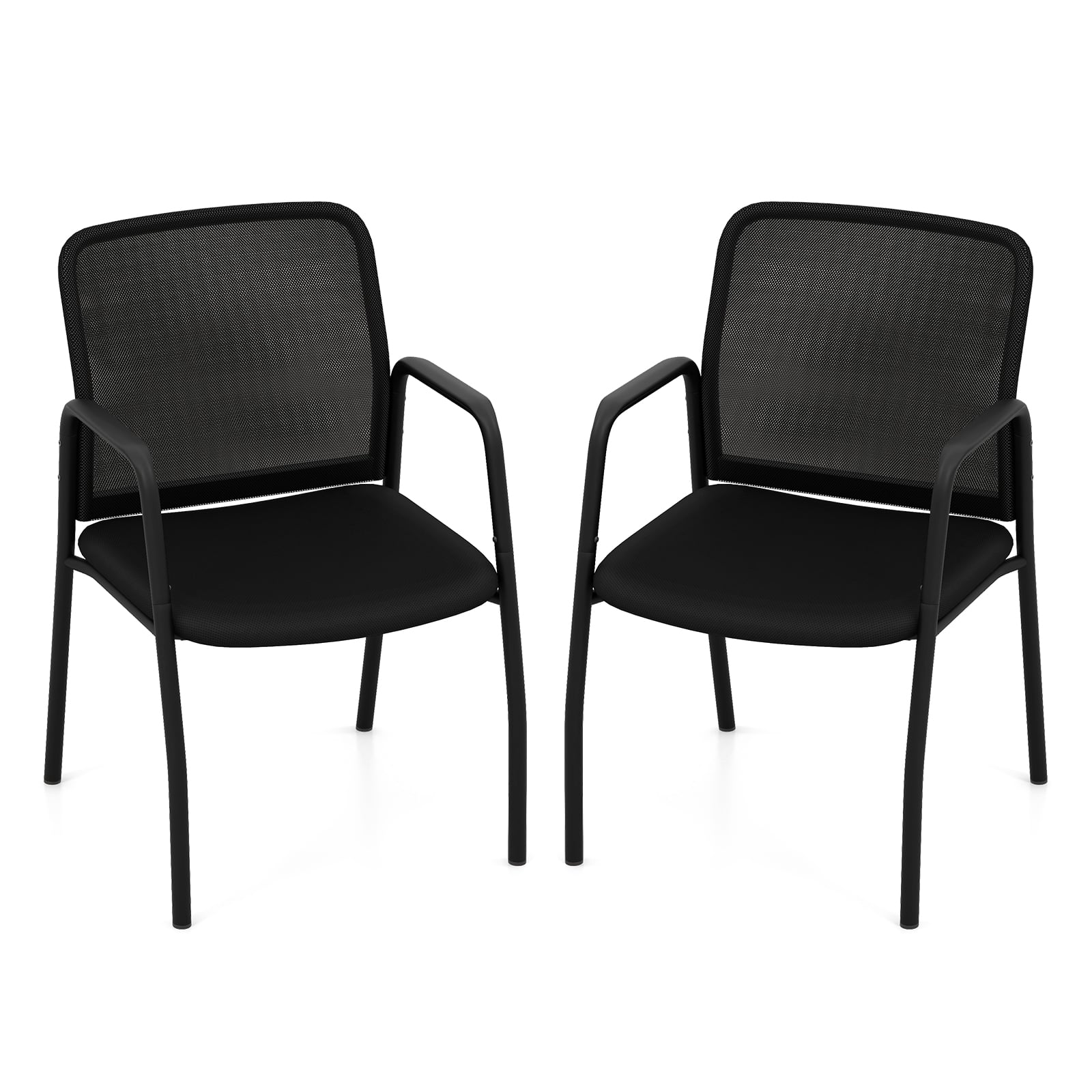 Office Guest Chairs with Ergonomic Mesh Backrest and Cushioned Seat-Black