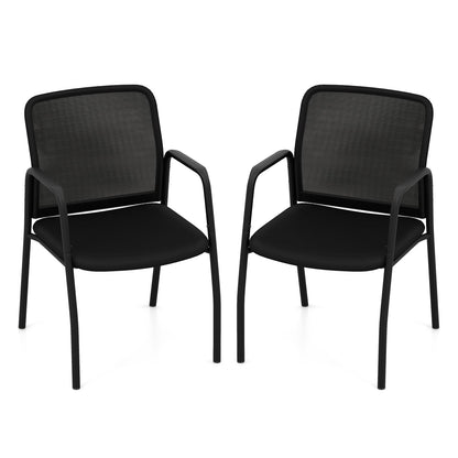 Office Guest Chairs with Ergonomic Mesh Backrest and Cushioned Seat-Black