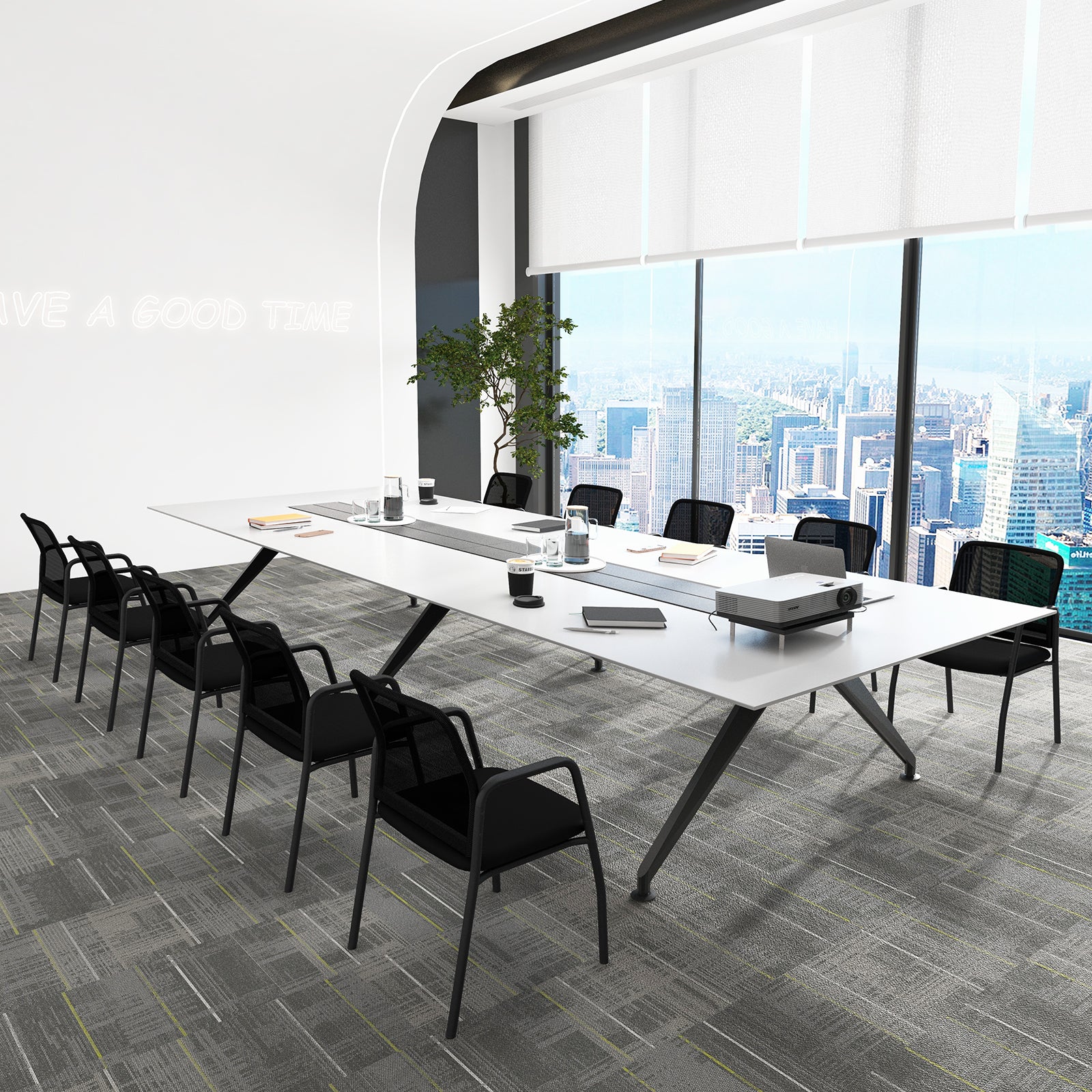 Office Guest Chairs with Ergonomic Mesh Backrest and Cushioned Seat-Black