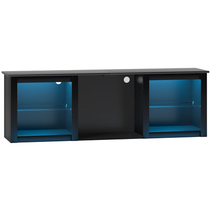 HOMCOM 65" TV Stand, with LED Lights and Storage - Black