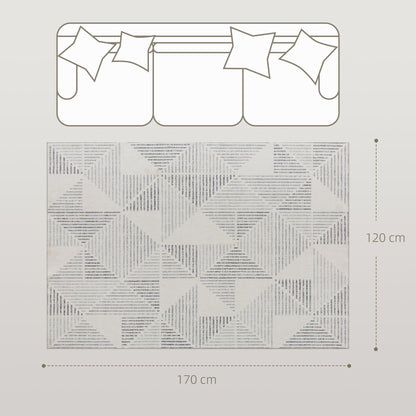 HOMCOM Modern Area Rug, Geometric Pattern Non-Slip Washable Rug, Soft Floor Carpet for Living Room, Bedroom, Dining Room, Home Office, 170 x 120 cm, Grey