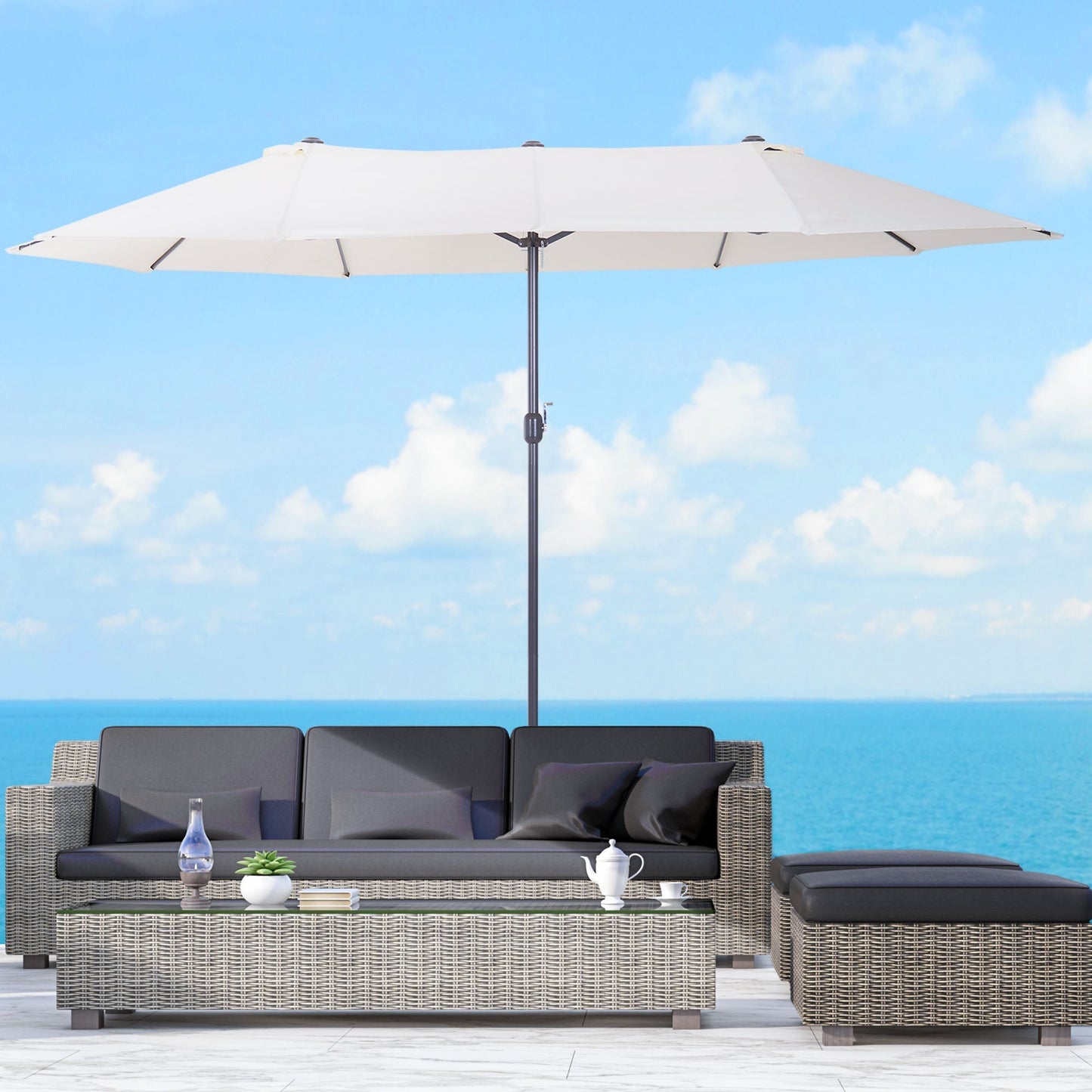 Outsunny 4.6m Double Garden Parasol - Beige