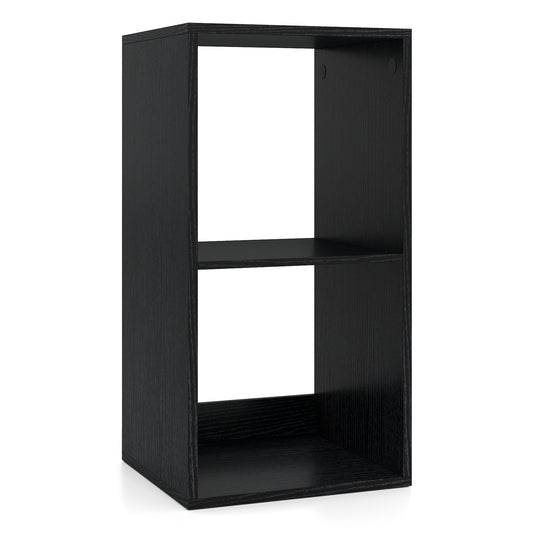 Open Back 2-tier Bookshelf with Anti-toppling Kit-Black