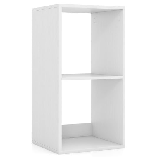 Open Back 2-tier Bookshelf with Anti-toppling Kit-White
