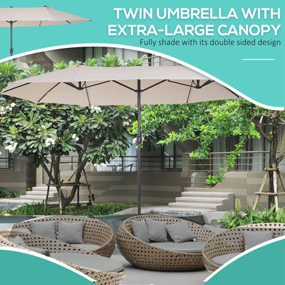 Outsunny 4.6m Double Garden Parasol - Beige