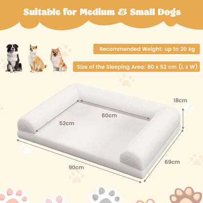 Orthopedic Dog Bed Egg-Foam Dog Crate Bed with 3-Side Bolster-Beige
