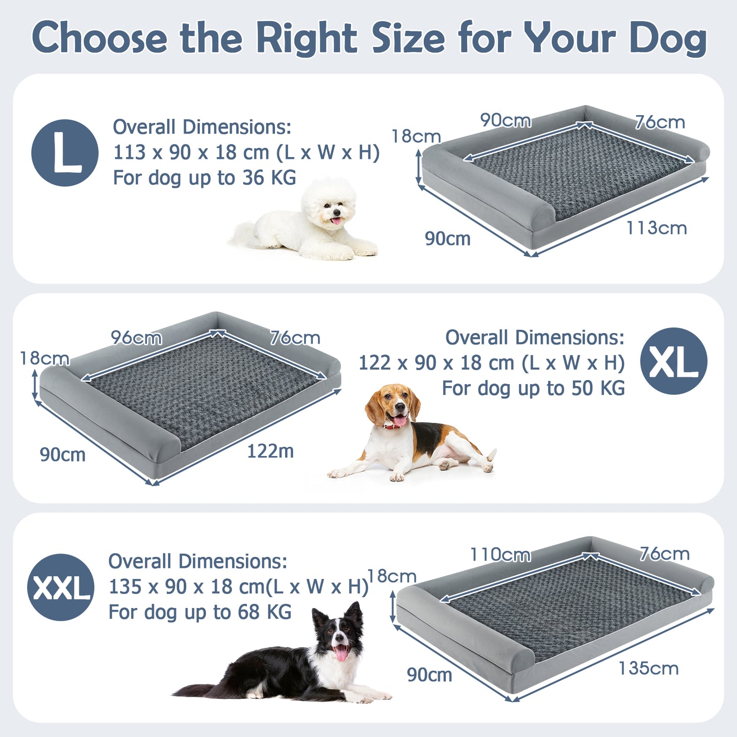 Orthopedic Foam Dog Bed L Sized Large Pet Bed-L