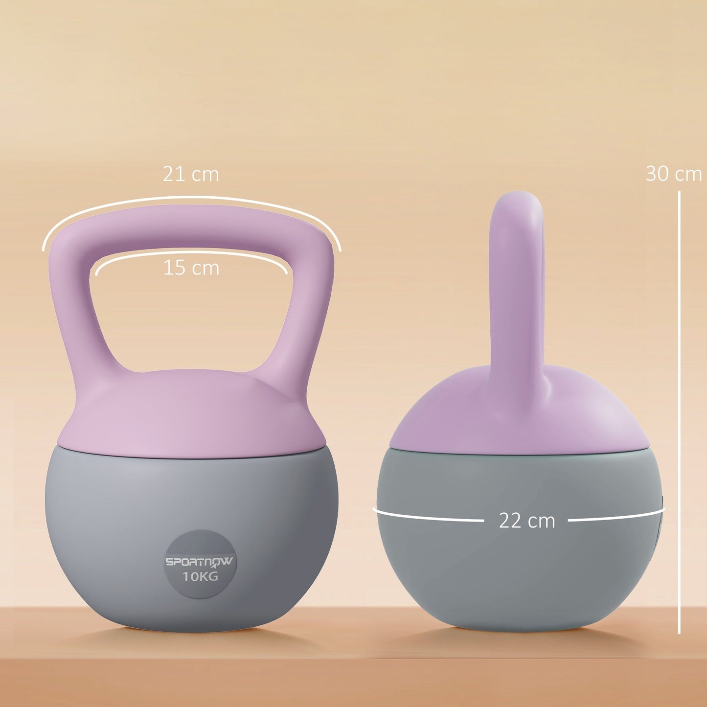 SPORTNOW 10KG Soft Kettlebell, Kettlebell with Non-Slip Handle for Home Gym, Weight Lifting, Strength Training, Purple/Grey