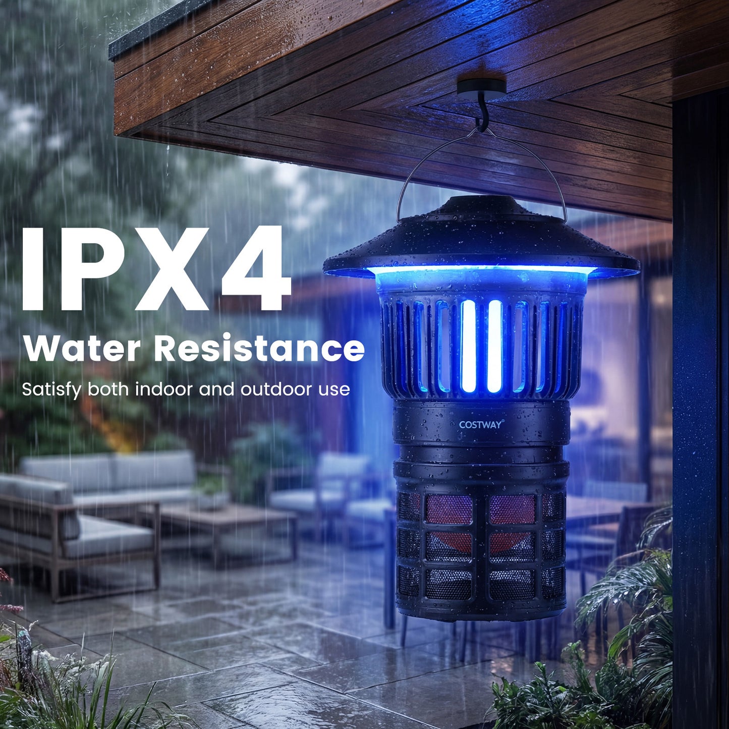 Outdoor Fly Trap with LED Lantern & Candle Lamp and Fan Suction