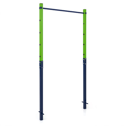 Outdoor In-Ground Pull Up Bar Heavy Duty Metal Pull Up Bar Station with 5 Adjustable Heights-Blue