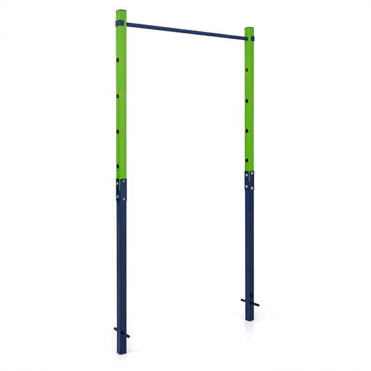 Outdoor In-Ground Pull Up Bar Heavy Duty Metal Pull Up Bar Station with 5 Adjustable Heights-Blue