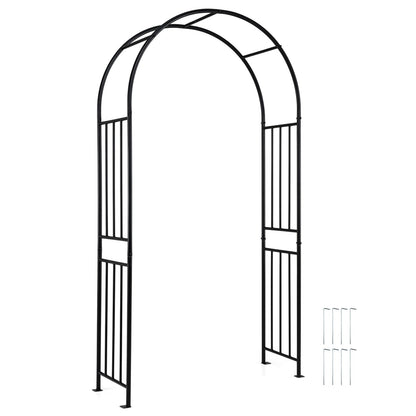 Outdoor Steel Arbor for Wedding Ceremony and Garden Lawn Party-Black