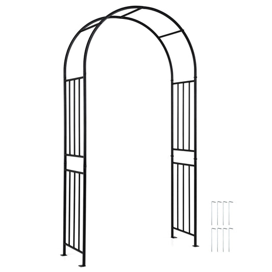 Outdoor Steel Arbor for Wedding Ceremony and Garden Lawn Party-Black