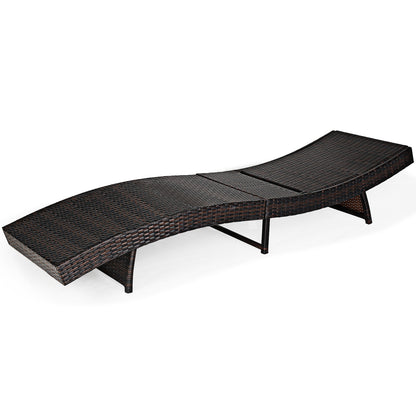 Outdoor Adjustable Folding Chaise Lounge with Removable Thick Cushion-Grey