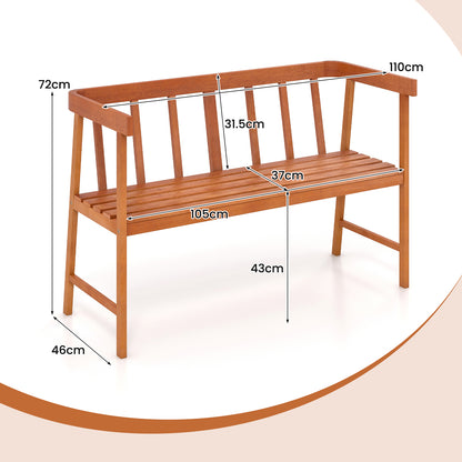 2-Person Outdoor Bench with Ergonomic Backrest and Armrests for Yard