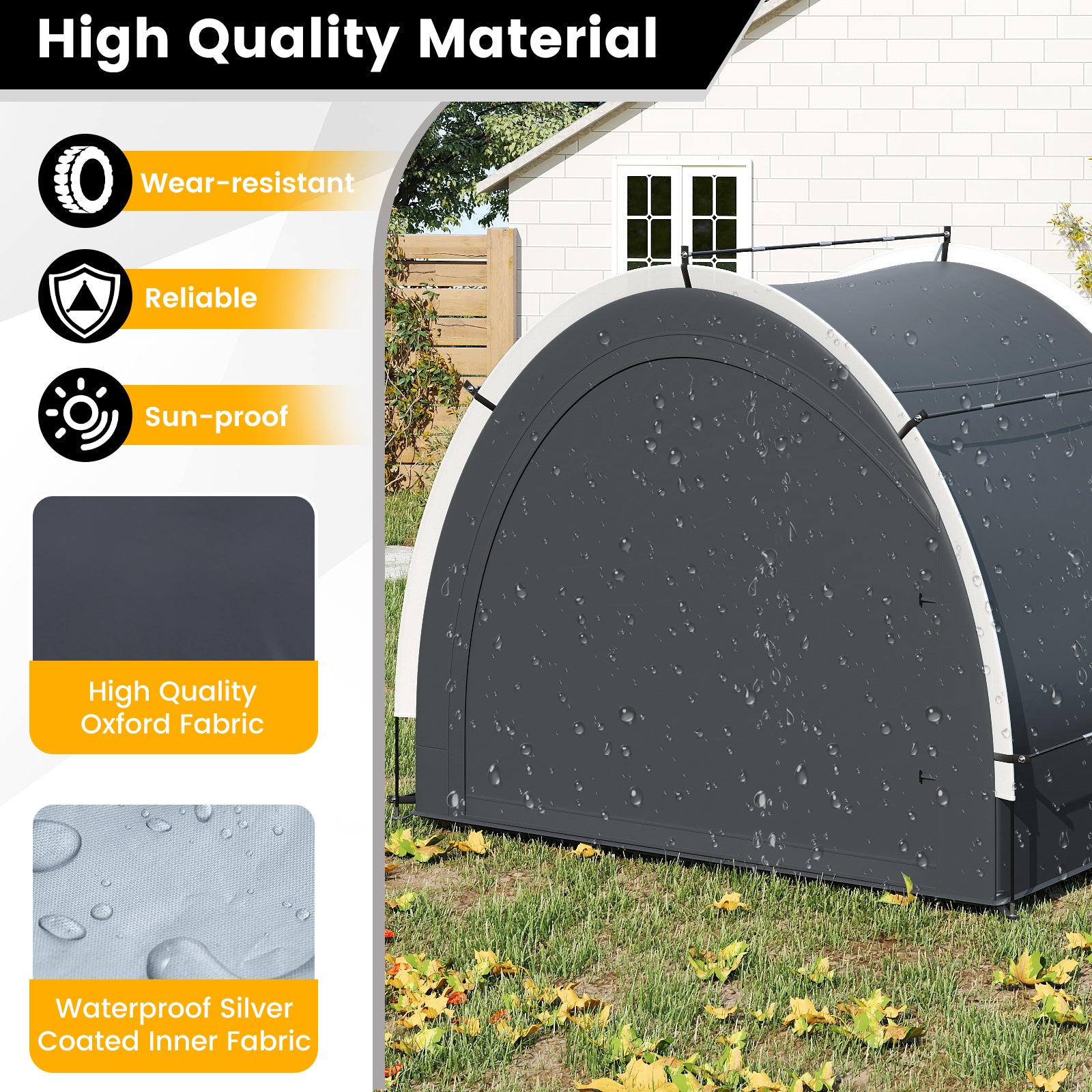 Outdoor Bike Cover Bicycle Tent with Water-proof Silver-coated Fabric