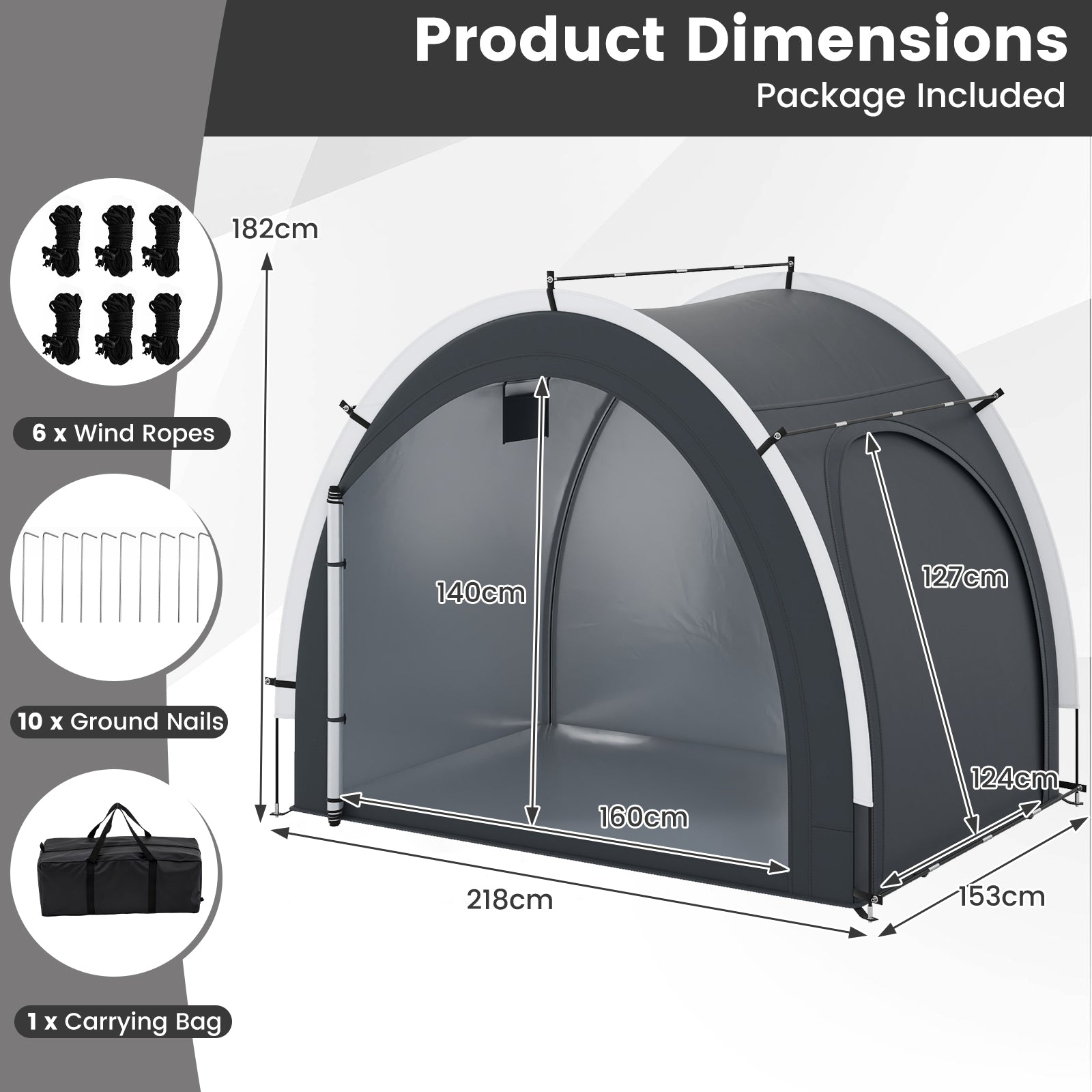 Outdoor Bike Cover Bicycle Tent with Water-proof Silver-coated Fabric