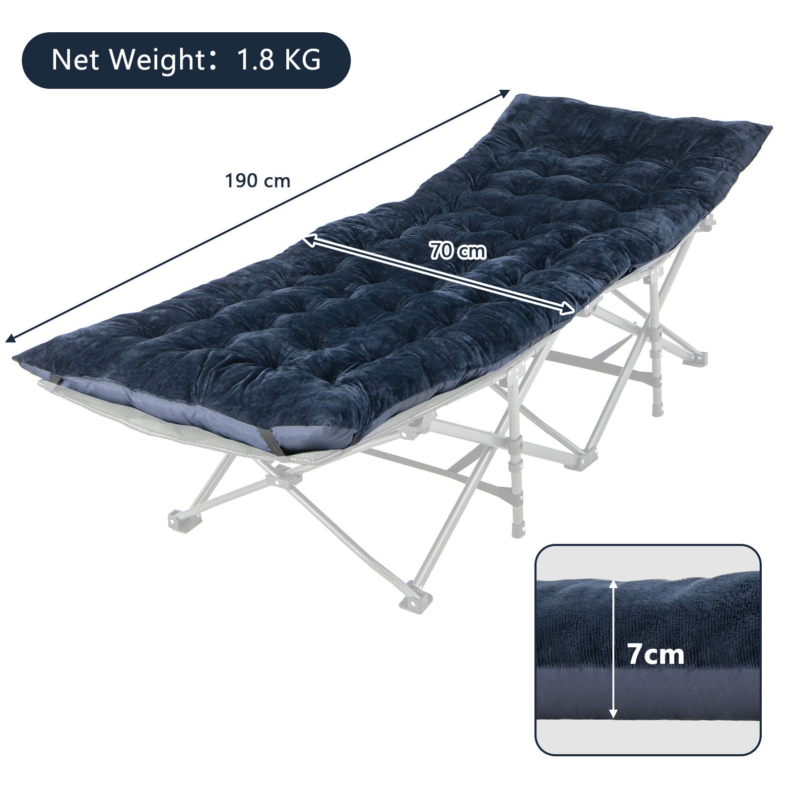 Outdoor Camping Cot Pads Crystal Velvet Sleeping Pads Mattress-Blue