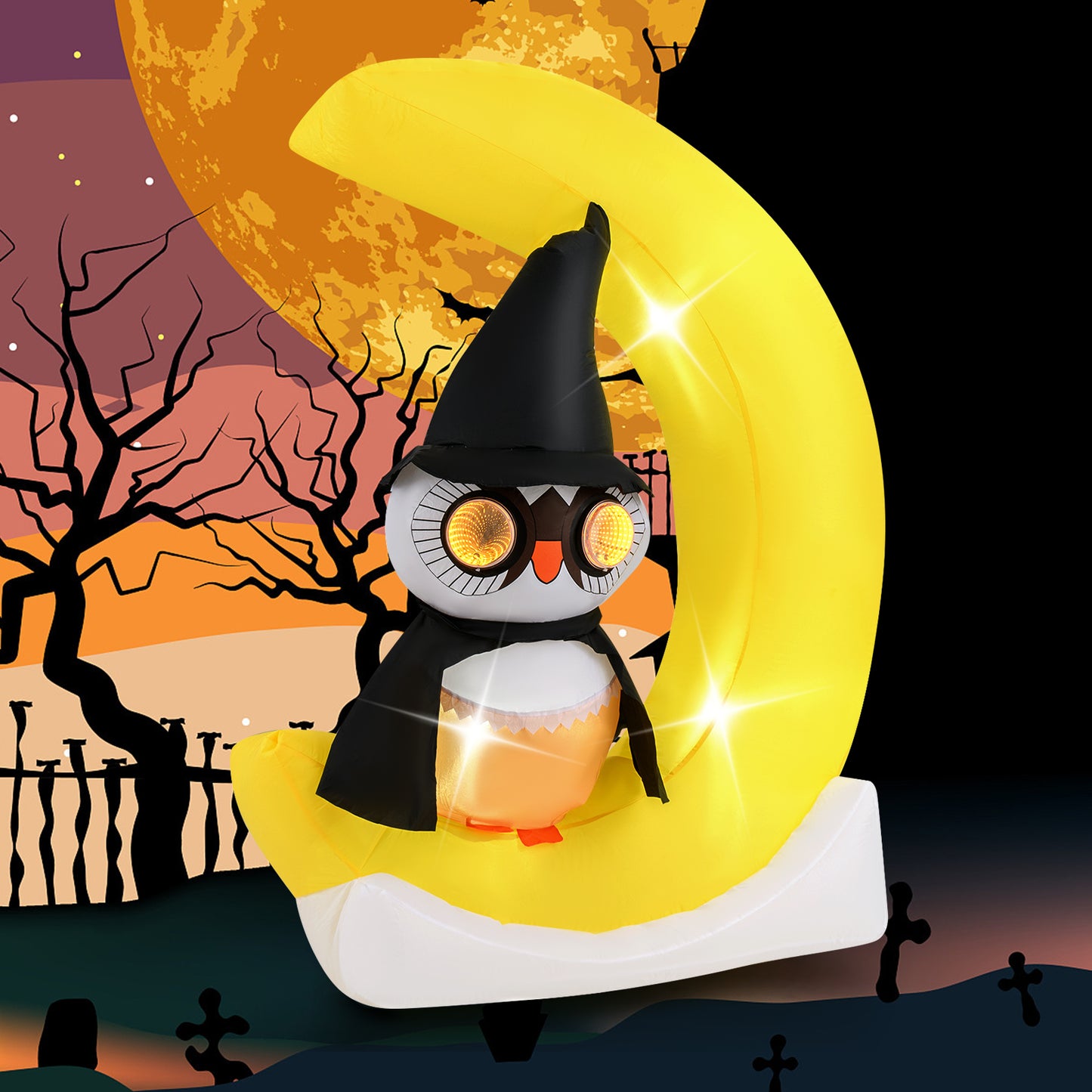 Outdoor Inflatable Halloween Decoration with LED Lights and Stakes