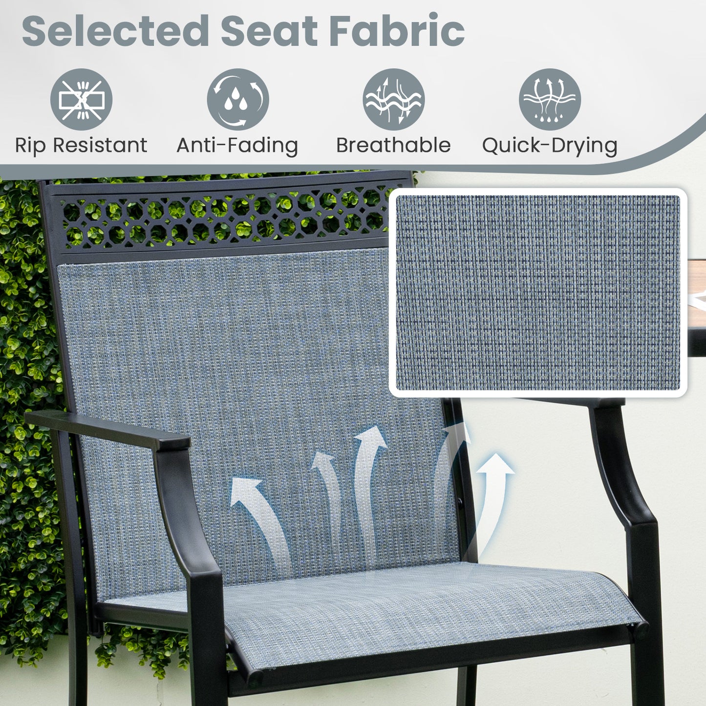 Outdoor Patio Chair Set of 2 with Footrest and High Back and Armrests-Blue