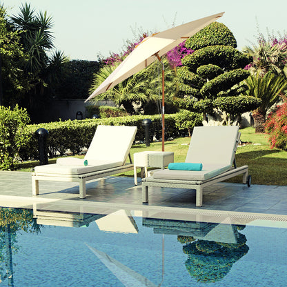 2.7/3m Wooden Patio Parasol Sun Shade Umbrella with 8 Ribs-3 m