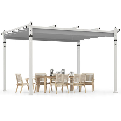 Outdoor Pergola with Retractable Canopy Aluminum Frame Anchors-Grey