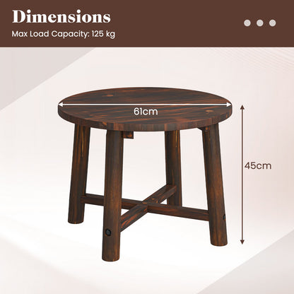 Outdoor Side Table Patio End Table with Solid Wood Structure Brown