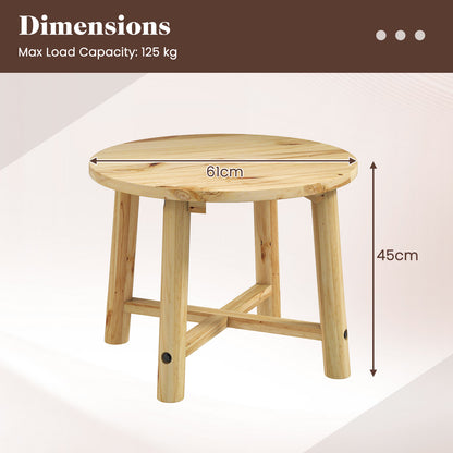 Outdoor Side Table Patio End Table with Solid Wood Structure-Natural