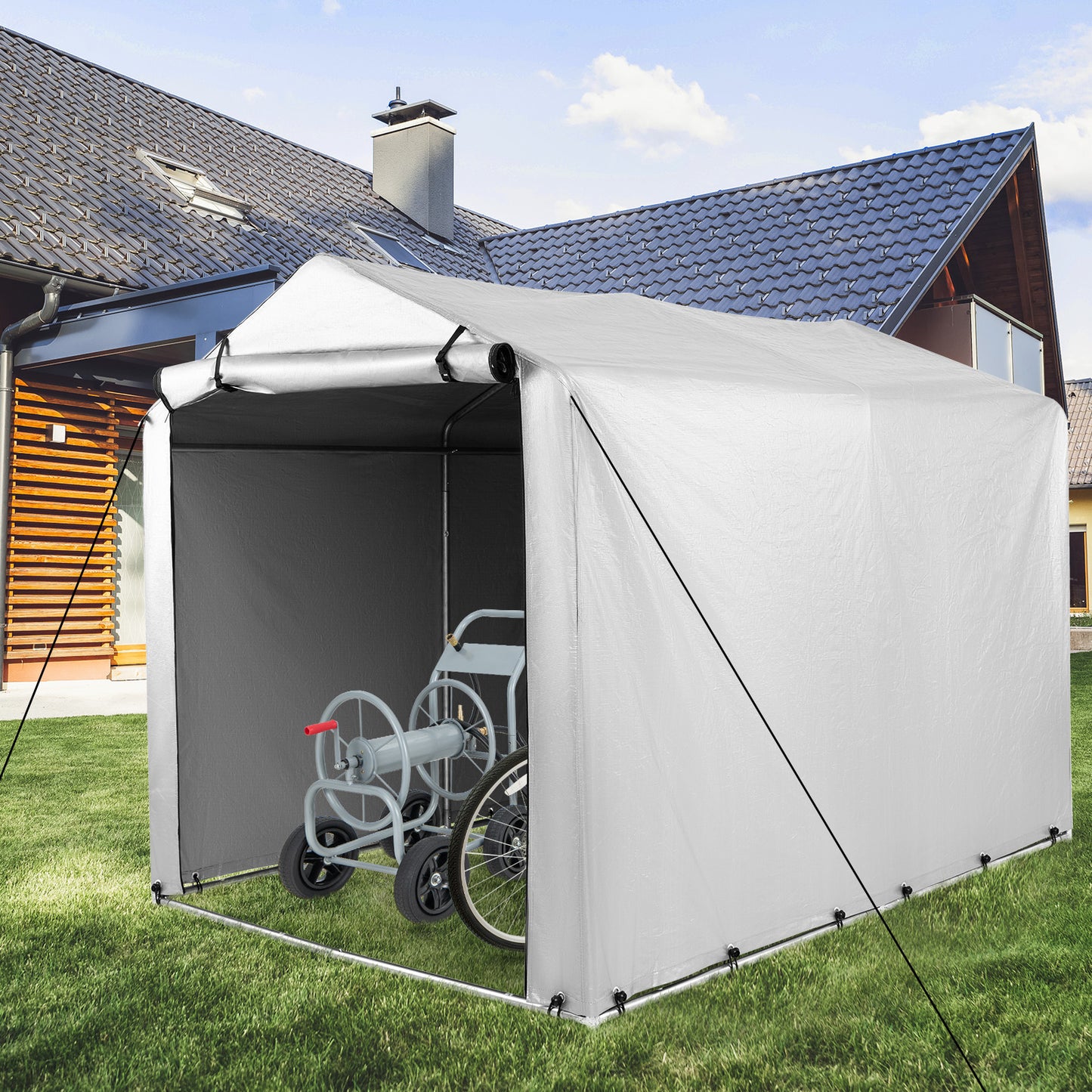 Outdoor Storage Shed Portable Garage Shelter for Bikes-Silver